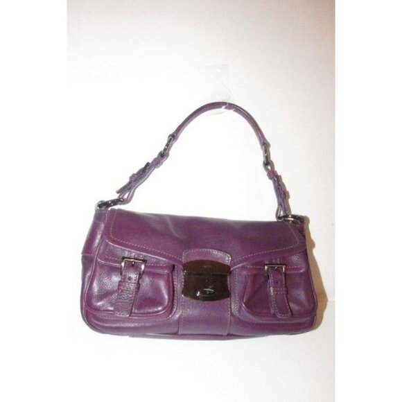 Prada Envelope Top Shoulder Bag Eggplant Purple Leather w Chrome Hardware - Picture 8 of 8